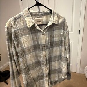 Lucky Brand Women’s Casual Gray Plaid Shirt